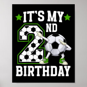 Kids 2nd Soccer Birthday Party 2 Year Old Soccer P Poster