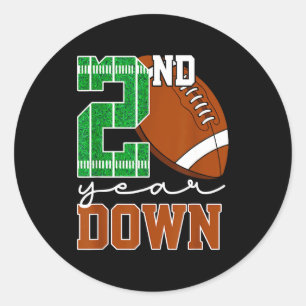 Kids 2nd Year Down Football Birthday Boy Party 2 Y Classic Round Sticker