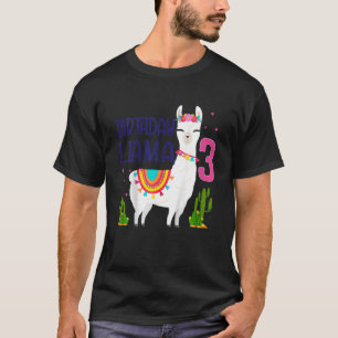 Kids 3 Year Birthday Llama Party Family 3 Year Old T-Shirt