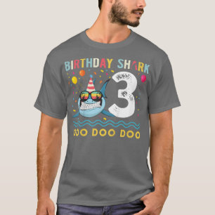 Kids 3 Year Old Birthday Boy Girl Shark Boys and G T-Shirt