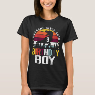 Kids 3 Year Old Birthday Dinosaur Rex Boy Awesome T-Shirt