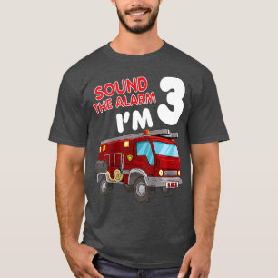 Kids 3 Year Old Firefighter Birthday Party Fire T-Shirt