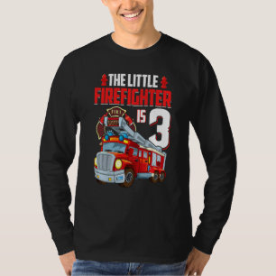 Kids 3 Year Old Firefighter Birthday Party Fire Tr T-Shirt