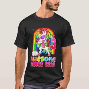 Kids 3 Year Old   Girls Teens Dabbing Unicorn 3rd  T-Shirt