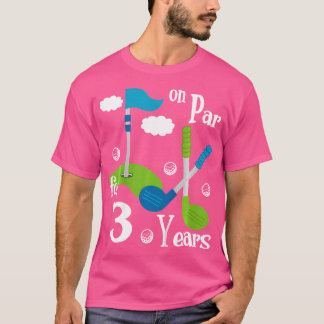 Kids 3 Year Old Golf Birthday Party Shirt Tee Gift