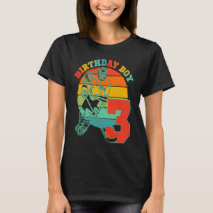 Kids 3 Year Old Ice Hockey Retro Birthday Party 3r T-Shirt