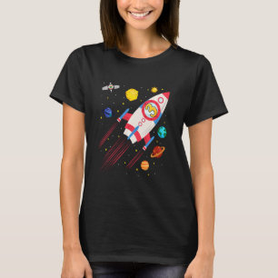 Kids 3 Year Old Spaceship Rocket Birthday Astronau T-Shirt