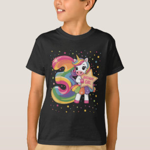 Kids 3 Year Old Unicorn 3nd Birthday Girl T-Shirt