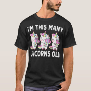 Kids 3 Year Old Unicorn Lover 3rd Birthday Kawaii T-Shirt