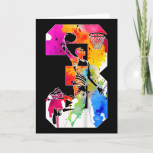 Kids 3 Years Number 3 Sketll 3rd Birthday  Card