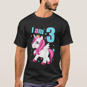 Kids 3 Years Old 3 Birthday Outfit Boy Girl Unicor T-Shirt