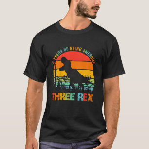 Kids 3 Years Old Boy Three Rex 3rd Birthday Third T-Shirt