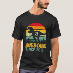 Kids 3rd Birthday 3 Year Old Boy Dinosaur Awesome T-Shirt