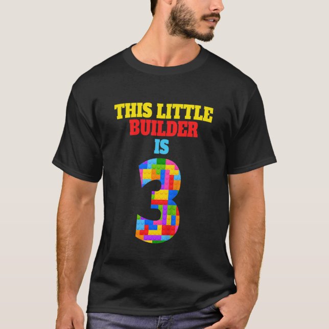 Kids 3rd Birthday 3 Years Old Builder Boy Girl Bui T-Shirt (Front)