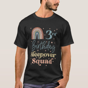 Kids 3rd Birthday Boho Rainbow Sleepover Squad Paj T-Shirt