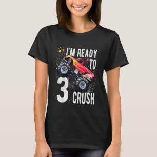 Kids 3rd Birthday Boy 3 Year Old Monster Truck Ca T-Shirt