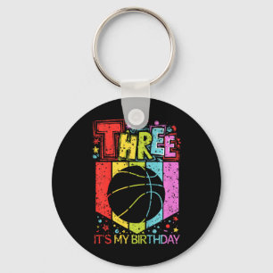Kids 3rd Birthday Boy Girl Three 3 Year Old Sketll Keychain