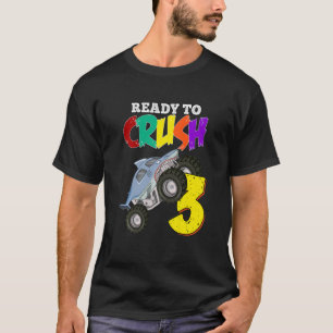 Kids 3rd Birthday Boys Monster Truck 3 Year Old Ra T-Shirt