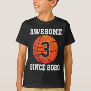 Kids 3rd Birthday Bysketbyll Lover 3 Years Old Vin T-Shirt