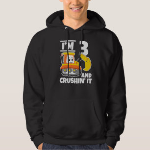 Kids 3rd Birthday Construction I'm 3 And Crushin' Hoodie