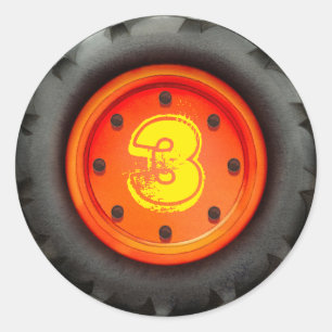 Kid's 3rd Birthday Construction Truck Party Classic Round Sticker