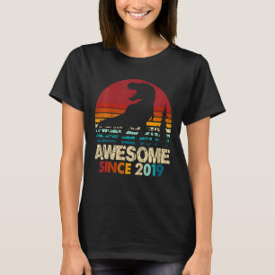 Kids 3rd Birthday Dinosaur Rex Awesome 2019 3 Year T-Shirt