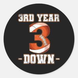 Kids 3rd Birthday Football 3rd Year Down Football  Classic Round Sticker