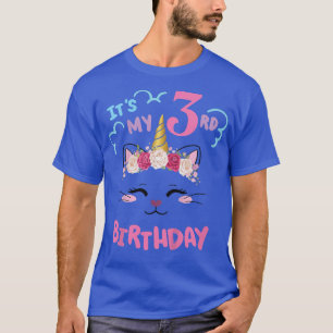 Kids 3rd Birthday Girl Outfit Cats Unicorn rosary  T-Shirt