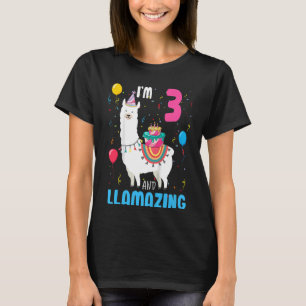 Kids 3rd Birthday I Am 3 Years Old And Llamazing L T-Shirt
