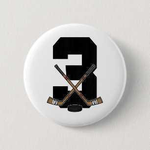 Kids 3rd Birthday Ice Hockey Kids Toddler Boys Ice 2 Inch Round Button