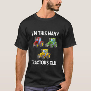 Kids 3rd Birthday I'm This Many Tractors Old 3 Yea T-Shirt
