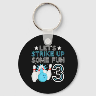 Kids 3rd Birthday Party Bowling Boy 3 Year Old Bow Keychain