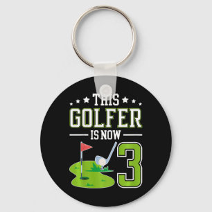 Kids 3rd Birthday Party Golf Boy Three Year Old Go Keychain