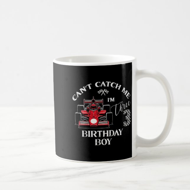 Kids 3rd Birthday Race Car Bday Boy Cant Catch Me  Coffee Mug (Right)