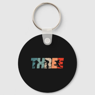 Kids 3rd Birthday Retro Ski Skiing 3 Year Old Boys Keychain