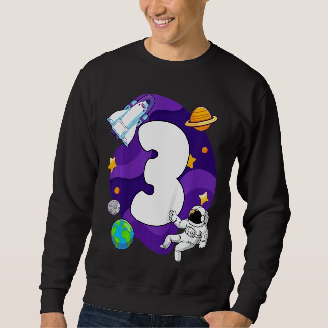Kids 3rd Birthday Space Three Years Old Future Ast Sweatshirt (Front)