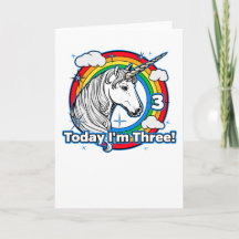 Kid's 3rd Birthday Unicorn Rainbow Today I'm Three