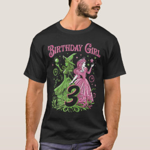 Kids 3rd Birthday Witch Pink And Green 3 Years Old T-Shirt