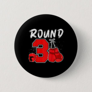 Kids 3rd Boxing Birthday Party Three Year Old Boxe 2 Inch Round Button