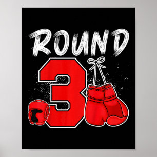 Kids 3rd Boxing Birthday Party Three Year Old Boxe Poster