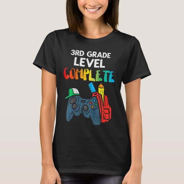 Kids 3rd Grade Level Complete Game Controller Last T-Shirt (Front)
