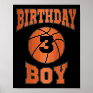 Kids 3rd third 3 three year happy birthday boy bas poster