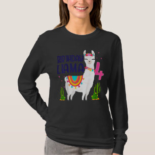 Kids 4 Year Birthday Llama Party Family 4 Year Old T-Shirt