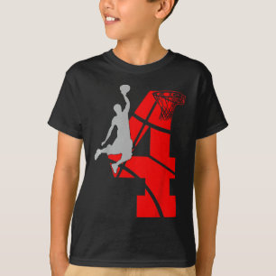 Kids 4 Year Old 4th Bysketbyll Birthday Partytheme T-Shirt