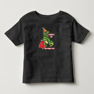 Kids 4 Year Old dinosaurs birthday 4th Party Boys Toddler T-shirt