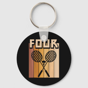 Kids 4 Year Old Dminton Birthday Boy 4th Birthday Keychain