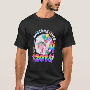 Kids 4 Year Old Girls Cute Unicorn Awesome Since 2 T-Shirt