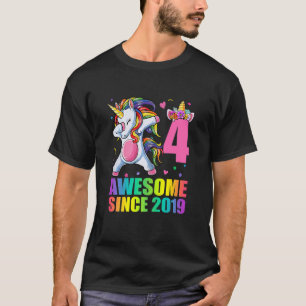 Kids 4 Year Old Girls Dabbing Unicorn Awesome Sinc T-Shirt
