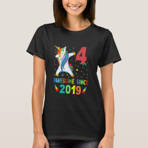 Kids 4 Year Old Girls Teens Dabbing Unicorn 4th B T-Shirt