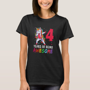 Kids 4 Year Old  Girls Teens Dabbing Unicorn 4th B T-Shirt